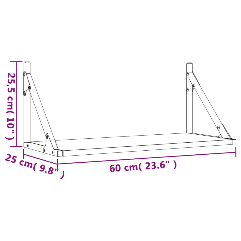 seinariiulid 2 tk, must, 60 x 25 x 25,5 cm, tehispuit