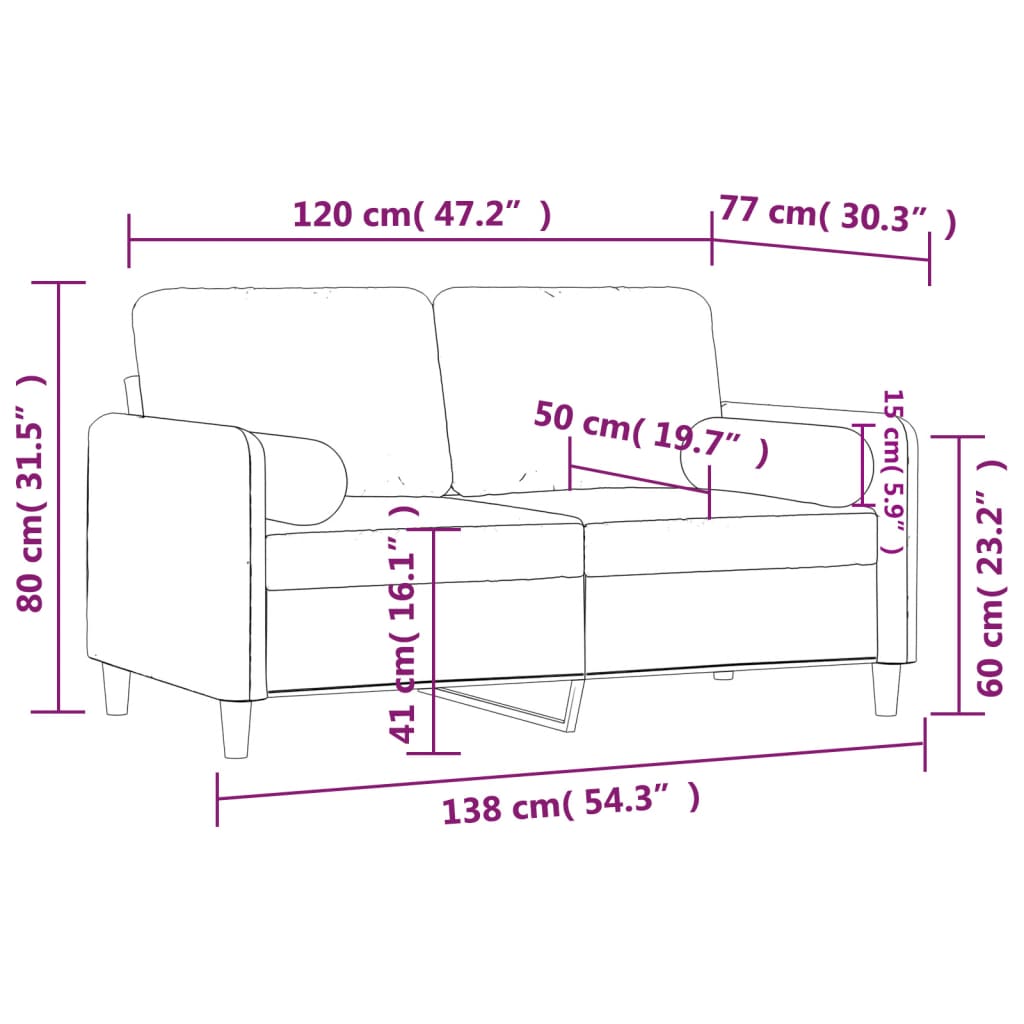 2-kohaline diivan patjadega, veinipunane, 120 cm, samet