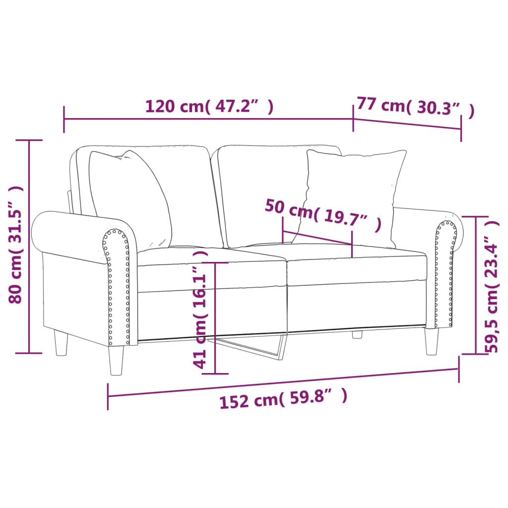 2-kohaline diivan patjadega, helehall, 120 cm, samet