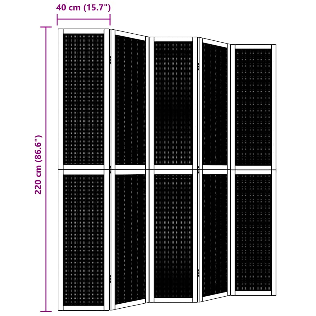 5-панельная перегородка, коричневая, дерево павловния
