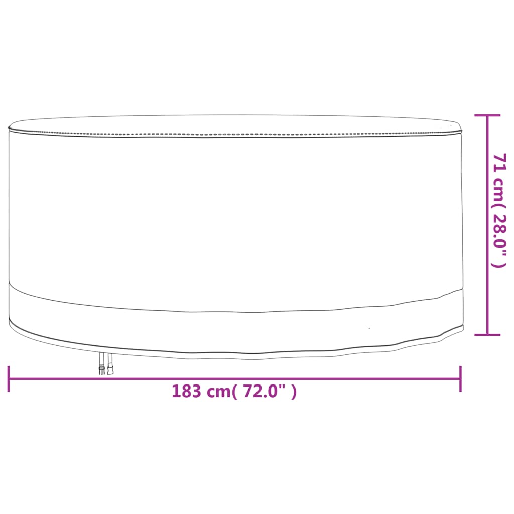 Чехлы для садовой мебели 2 шт., Ø183x71 см, ткань Оксфорд 600D