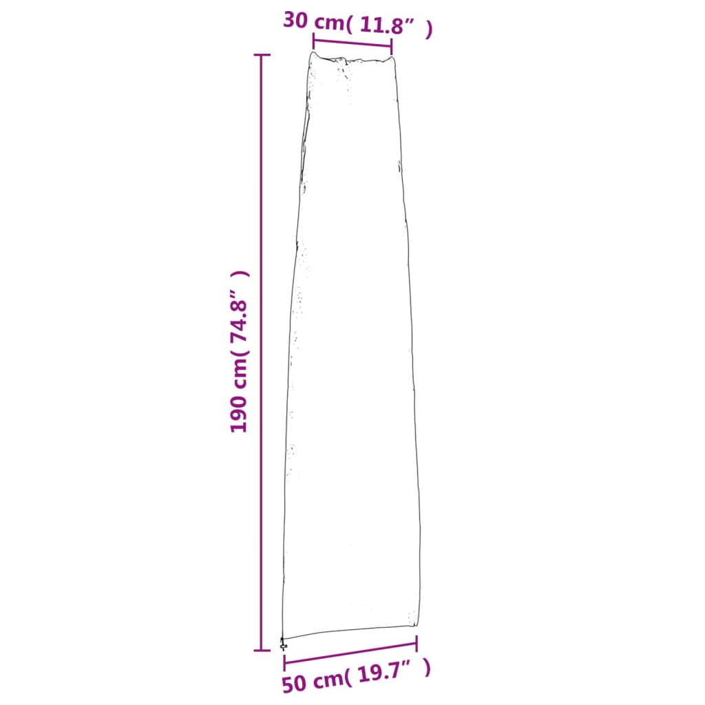 aia päikesevarju katted 2 tk, must, 190 x 50/30 cm, 420D Oxford