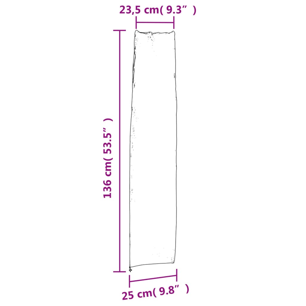 Чехлы для садовых зонтов 2 шт., черные, 136x25/23,5 см, 420D Oxford