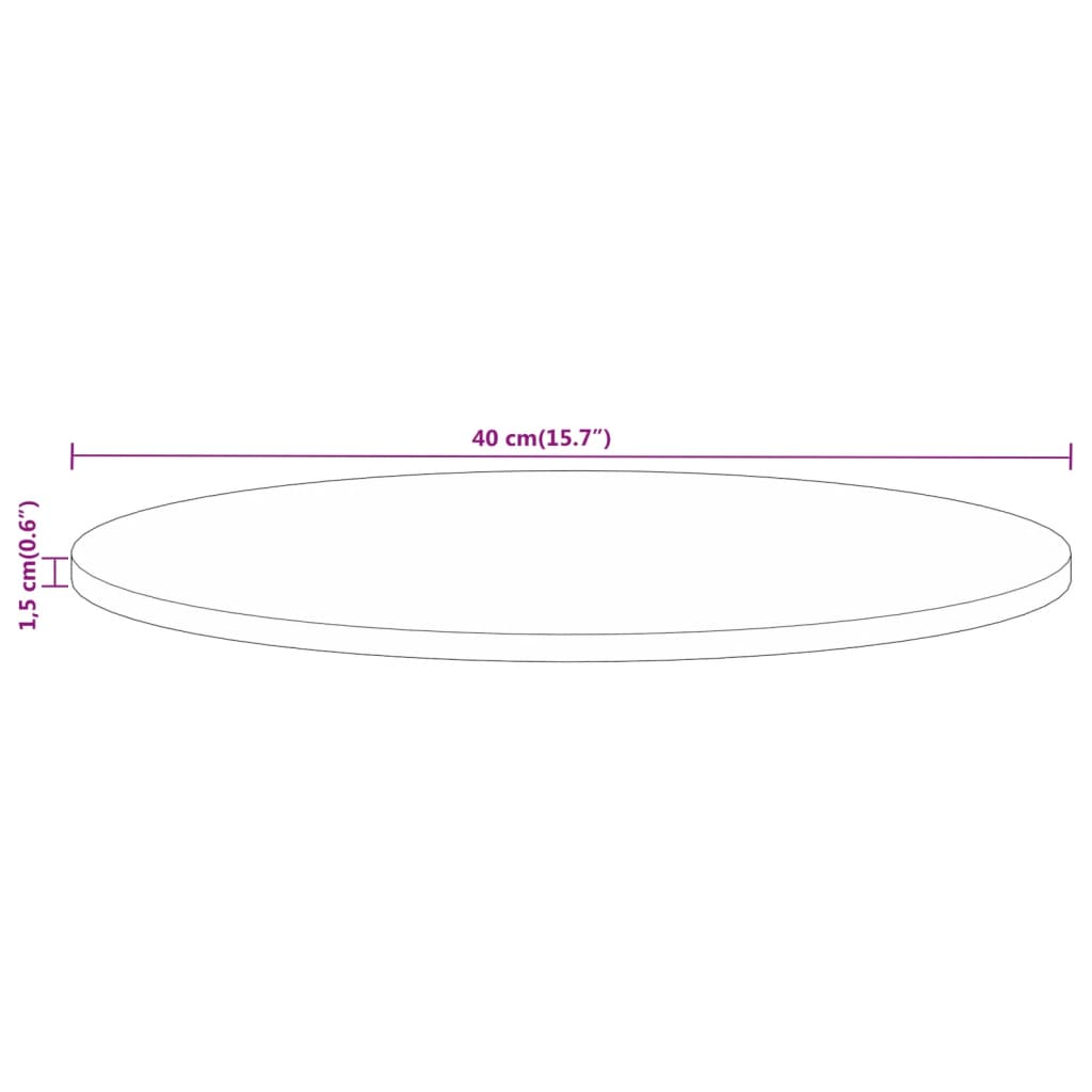 ümmargune lauaplaat, Ø40 x 1,5 cm, töötlemata mangopuit