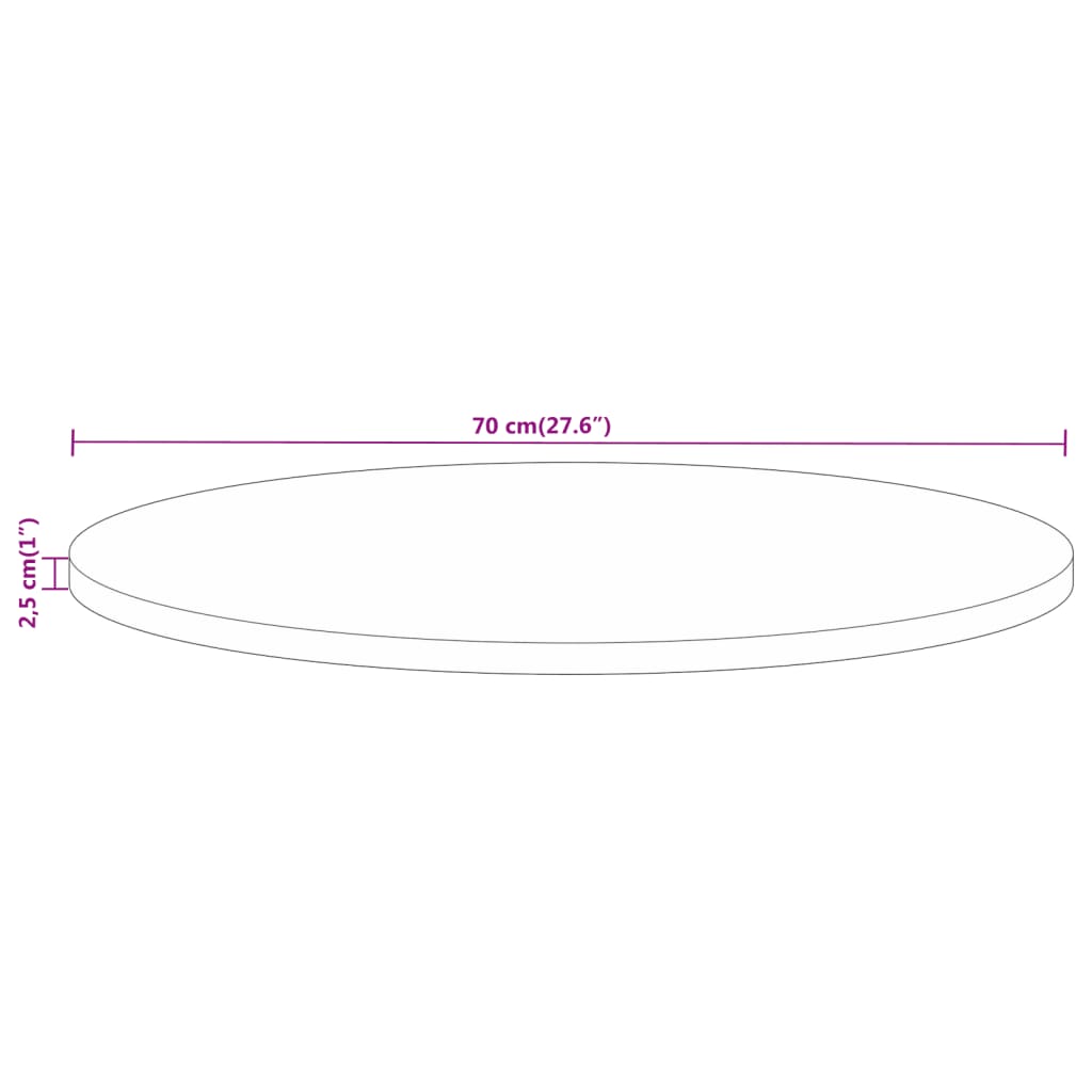 ümmargune lauaplaat, Ø70x2,5 cm, mangopuit