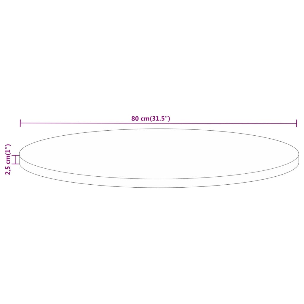 ümmargune lauaplaat, Ø80x2,5 cm, mangopuit