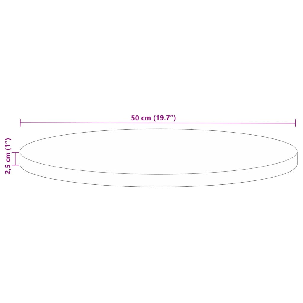 ümmargune lauaplaat, Ø50x2,5 cm, taastatud puit