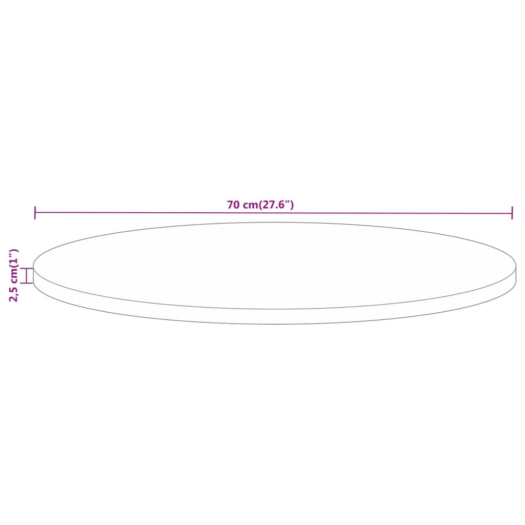 ümmargune lauaplaat, Ø70x2,5 cm, taastatud puit