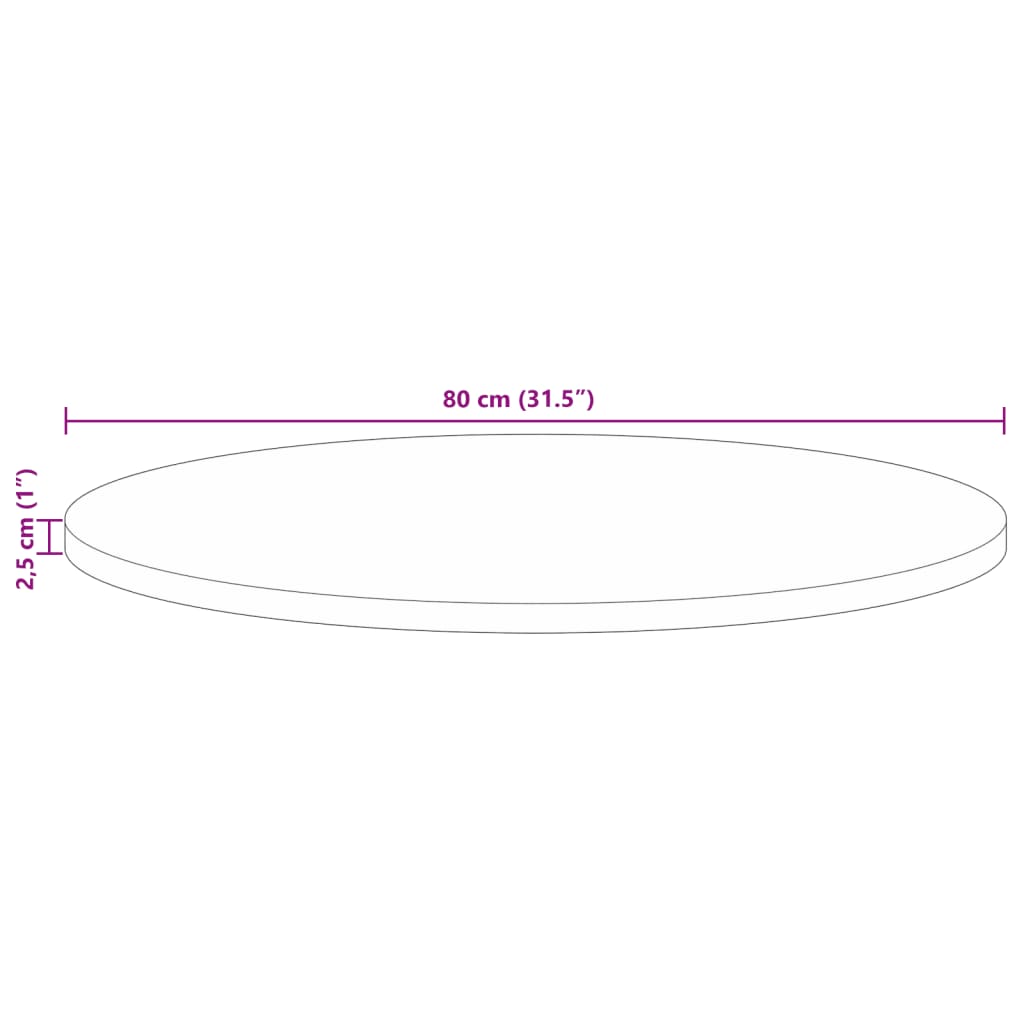 ümmargune lauaplaat, Ø80 x 2,5 cm, taastatud puit