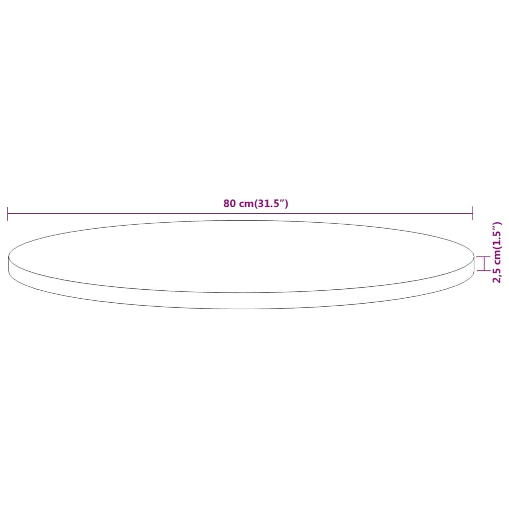 lauaplaat, Ø80 x 2,5 cm, ümmargune, akaatsiapuit