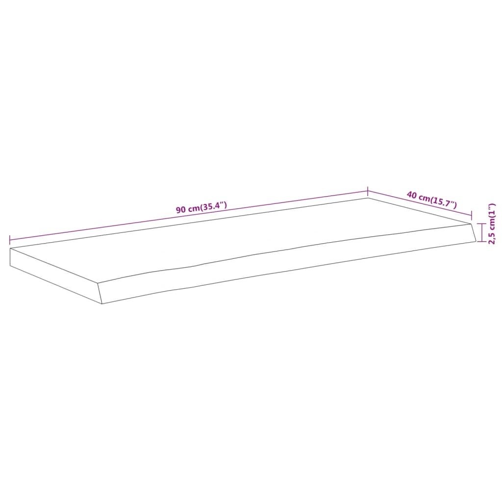 lauaplaat 90x40x2,5 cm ristkülik akaatsia naturaalne serv