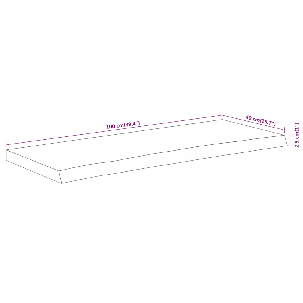 lauaplaat 100x40x2,5 cm ristkülik akaatsia naturaalne serv