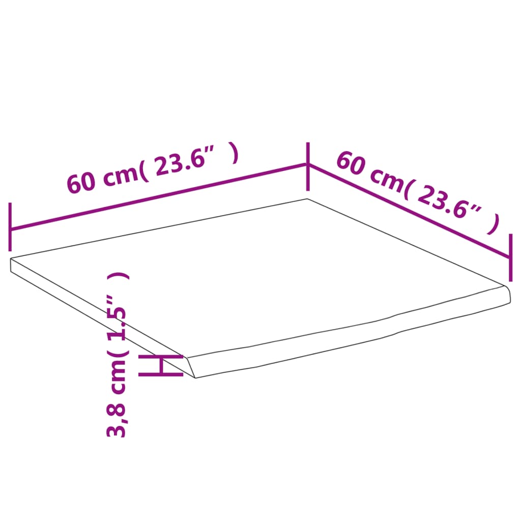 столешница для ванной комнаты, 60 x 60 x 3,8 см, квадратная, дерево акации