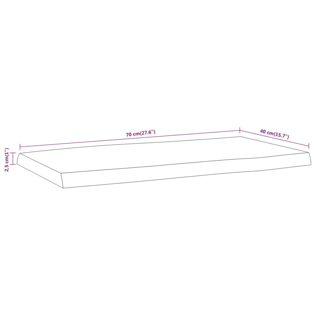 столешница 70x40x2,5 см прямоугольник акация натуральный край