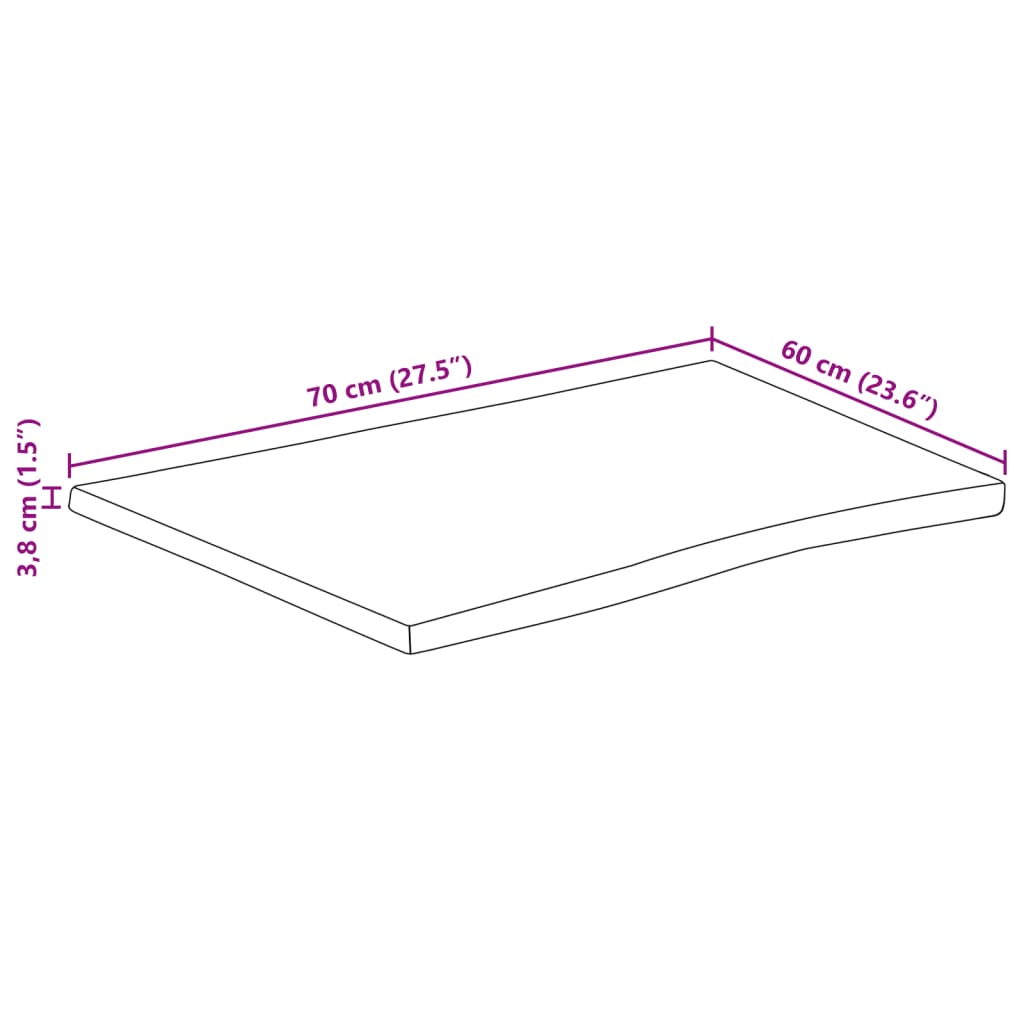 lauaplaat 70x60x3,8 cm ristkülik akaatsiapuit naturaalne serv