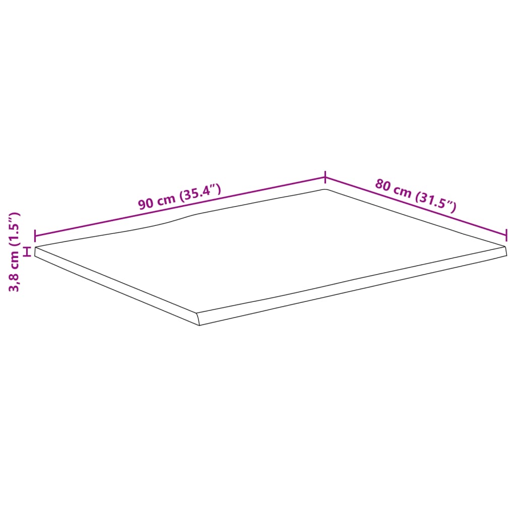 lauaplaat 90x80x3,8 cm ristkülik akaatsiapuit naturaalne serv