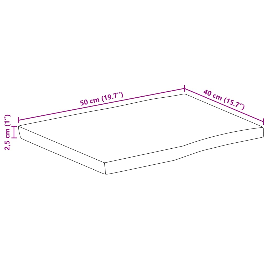 lauaplaat naturaalse servaga 50x40x2,5 cm töötlemata mangopuit