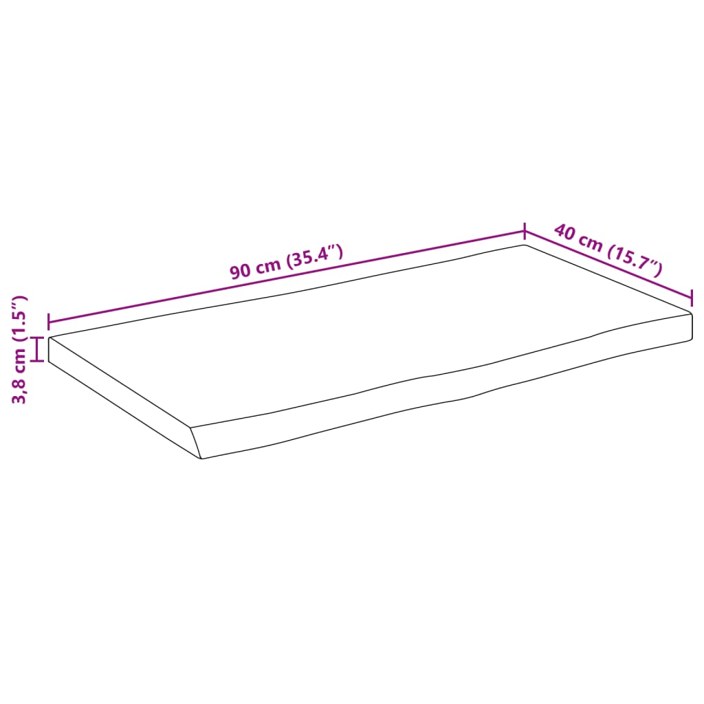 lauaplaat naturaalse servaga 90x40x3,8 cm töötlemata mangopuit