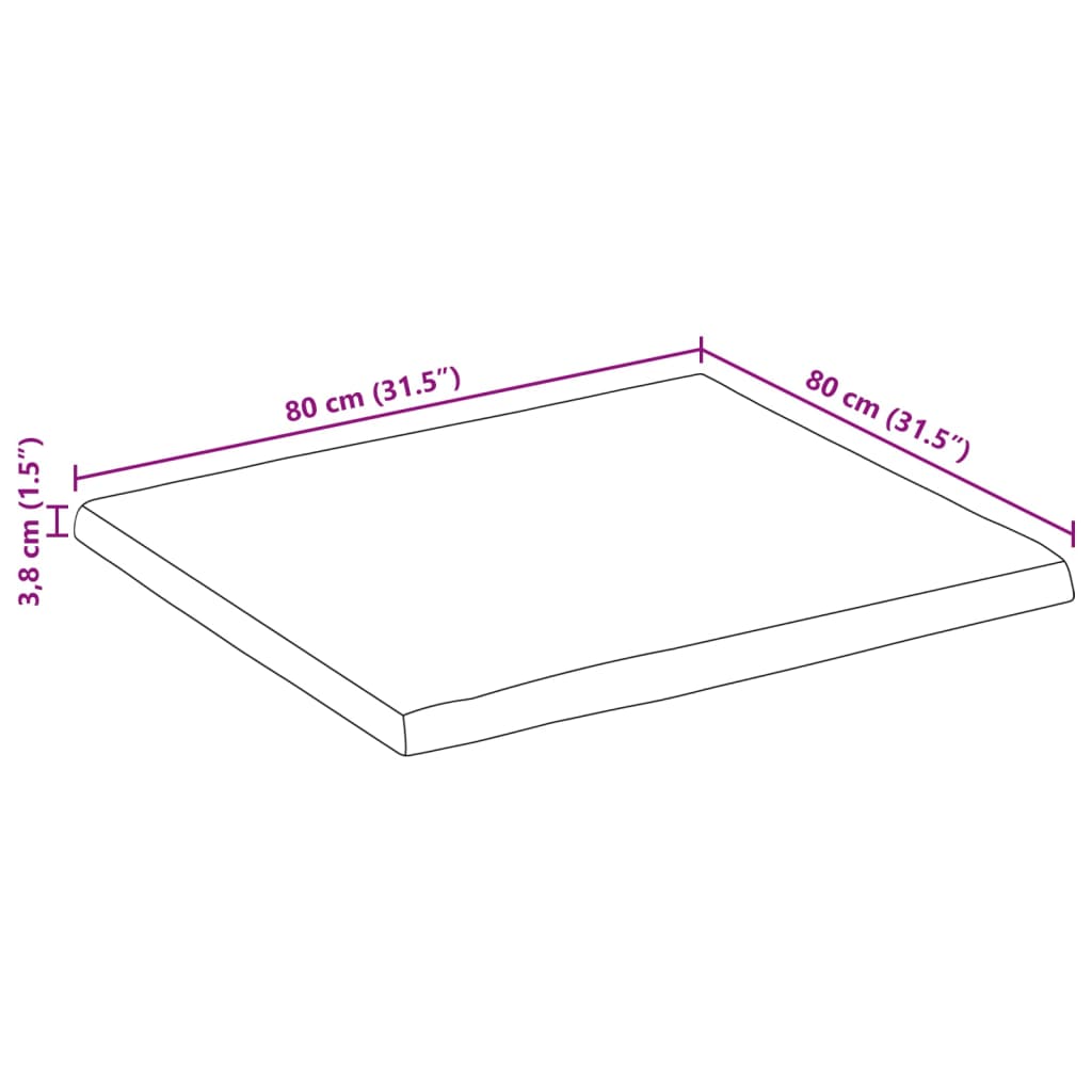 lauaplaat naturaalse servaga 80x80x3,8 cm töötlemata mangopuit