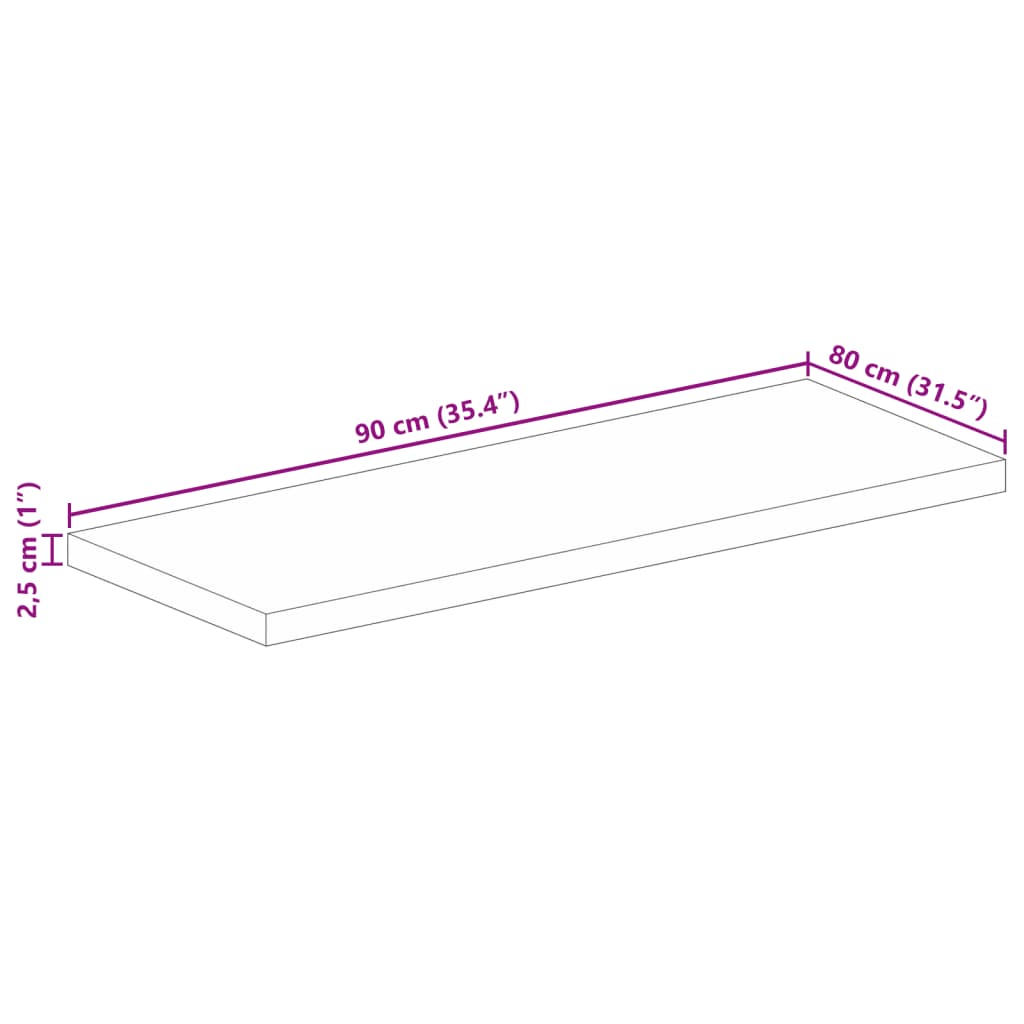 lauaplaat 90x80x2,5 cm ristkülik akaatsiapuit