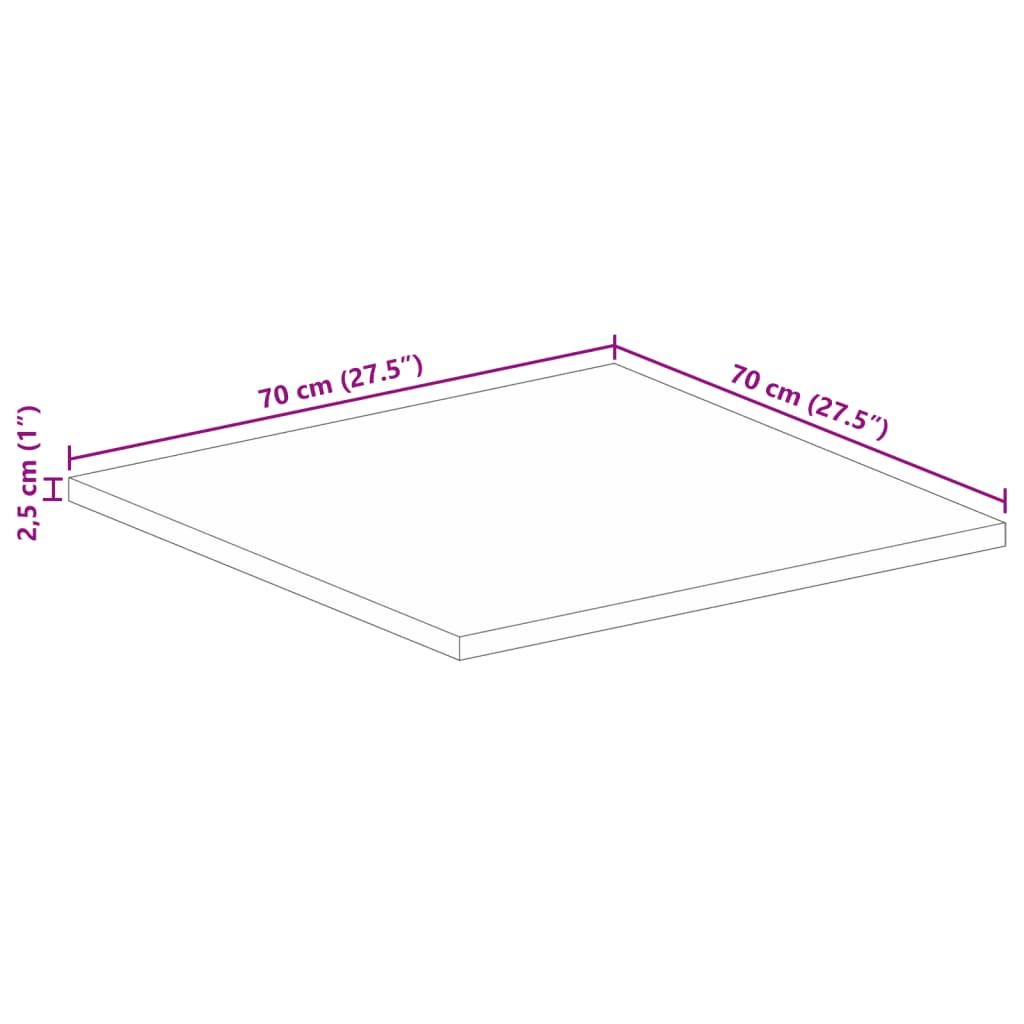 столешница, 70 x 70 x 2,5 см, квадратная, переработанная древесина