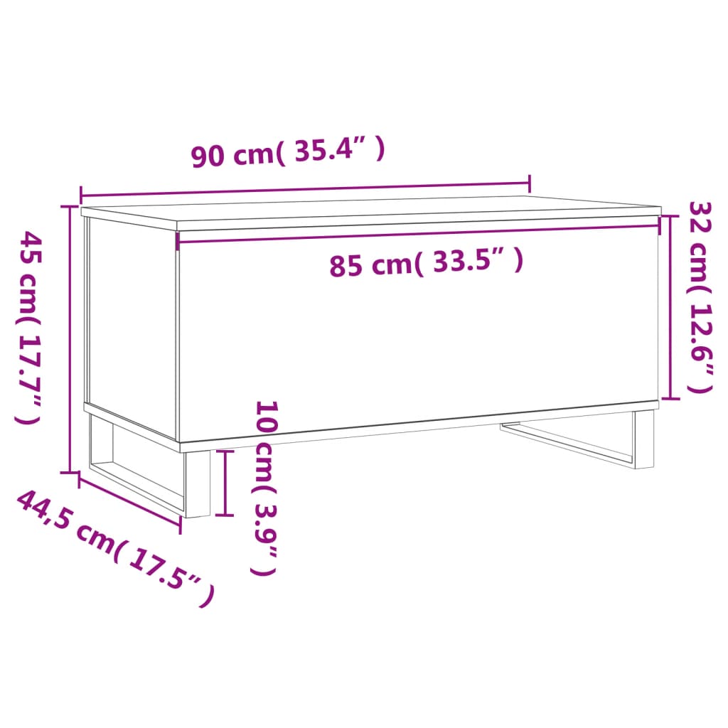 kohvilaud, hall Sonoma tamm, 90 x 44,5 x 45 cm, tehispuit