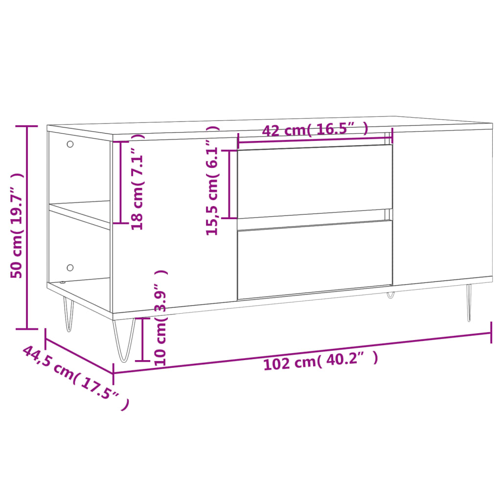 kohvilaud, pruun tamm, 102x44,5x50 cm, tehispuit