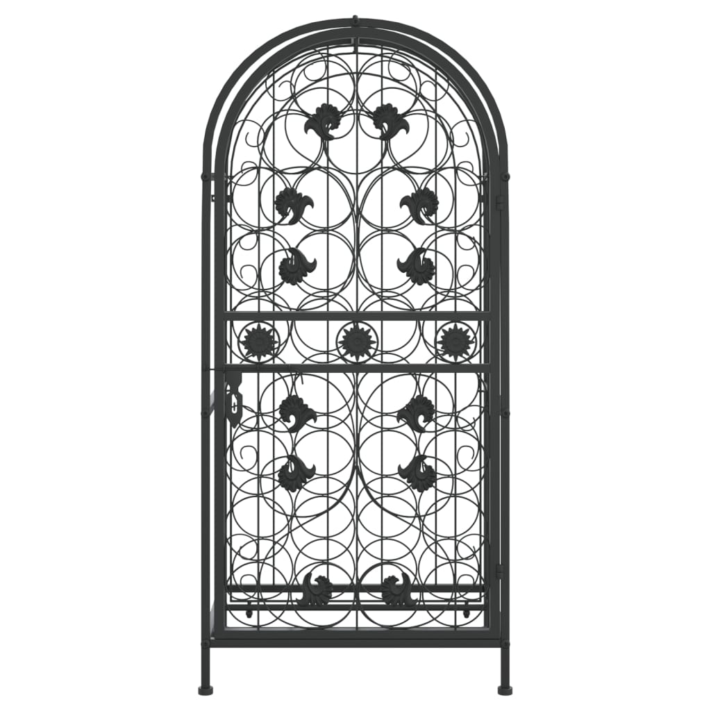 Винная стойка на 33 бутылки, черная, 45 x 36 x 100 см, кованое железо