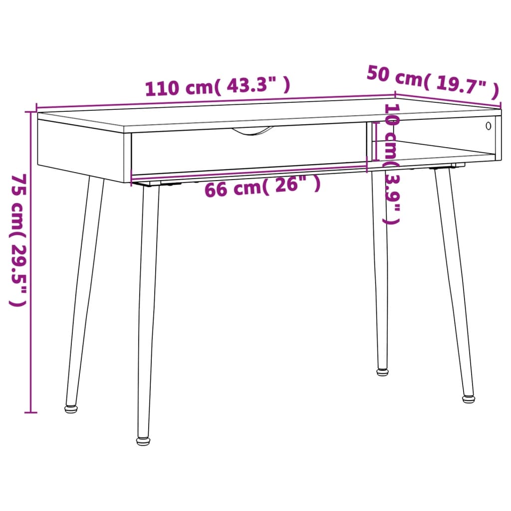 sahtliga arvutilaud, pruun, 110 x 50 x 75 cm, tehispuit