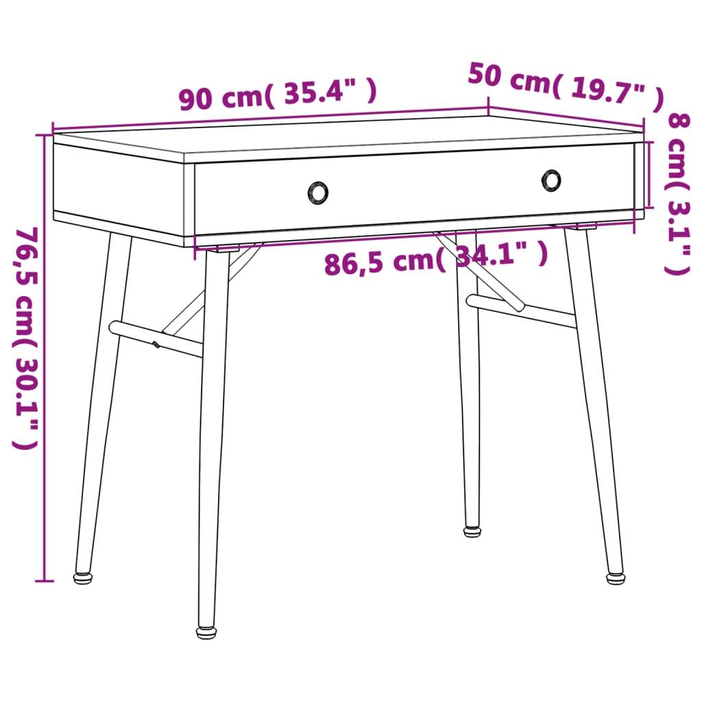 компьютерный стол с ящиком, антично-зеленый, 90 x 50 x 76,5 см