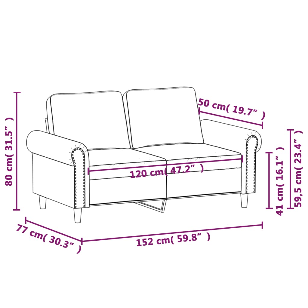 2-kohaline diivan, veinipunane, 120 cm, samet