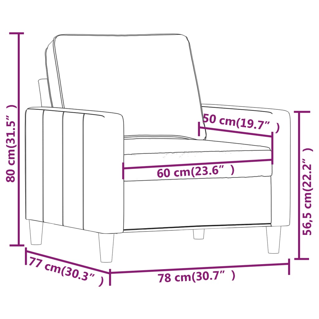 tugitool, helehall, 60 cm, samet