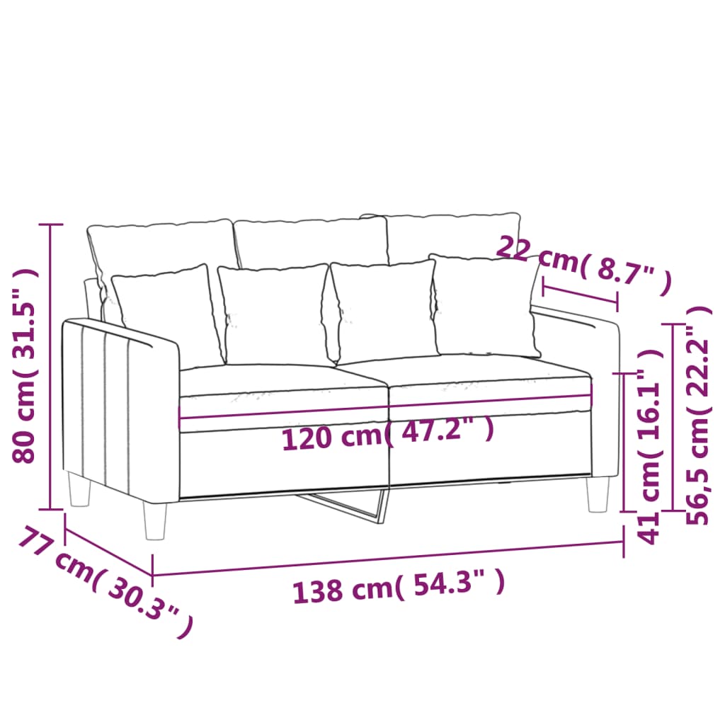 2-kohaline diivan, kreemjas, 120 cm, samet