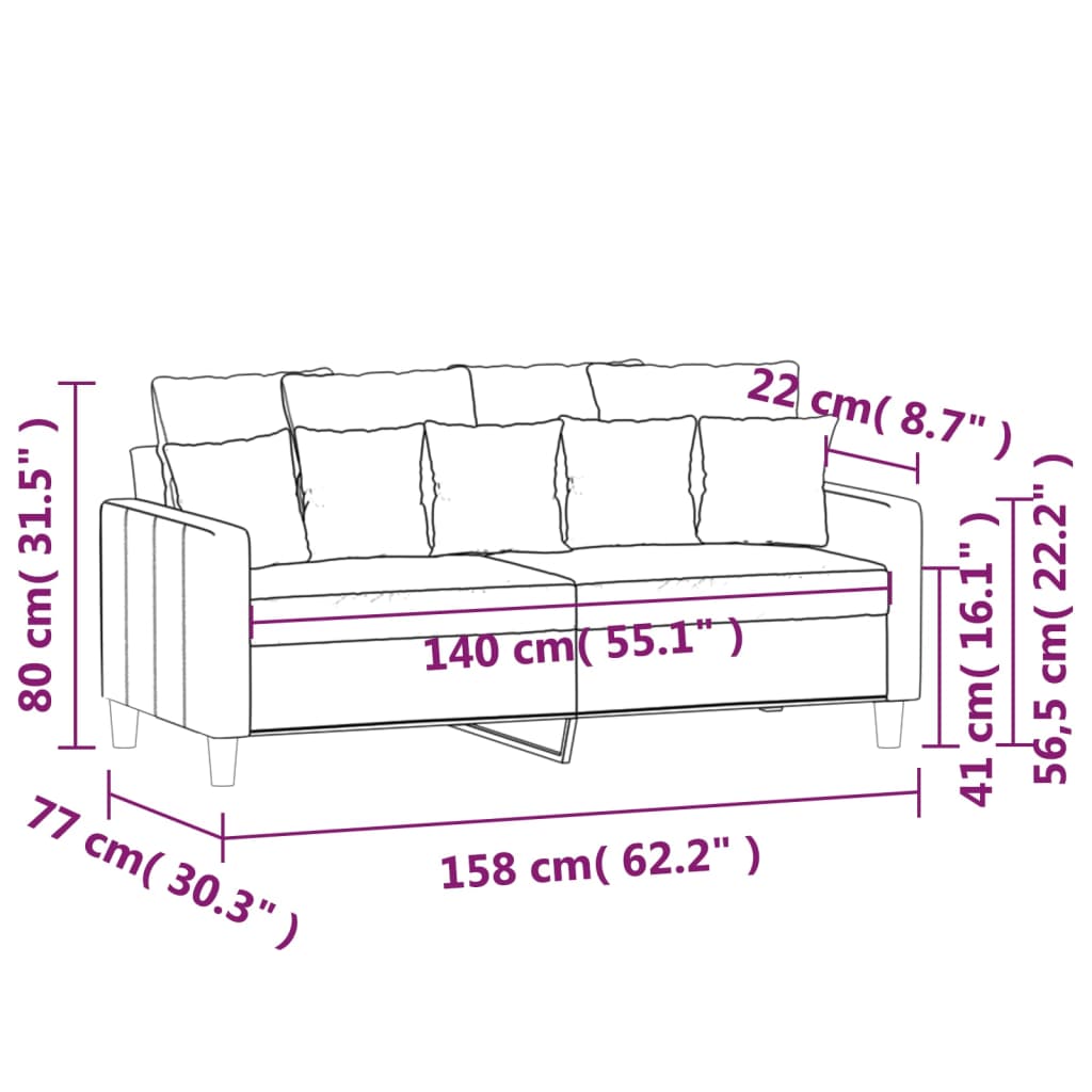 2-kohaline diivan, veinipunane, 140 cm, samet