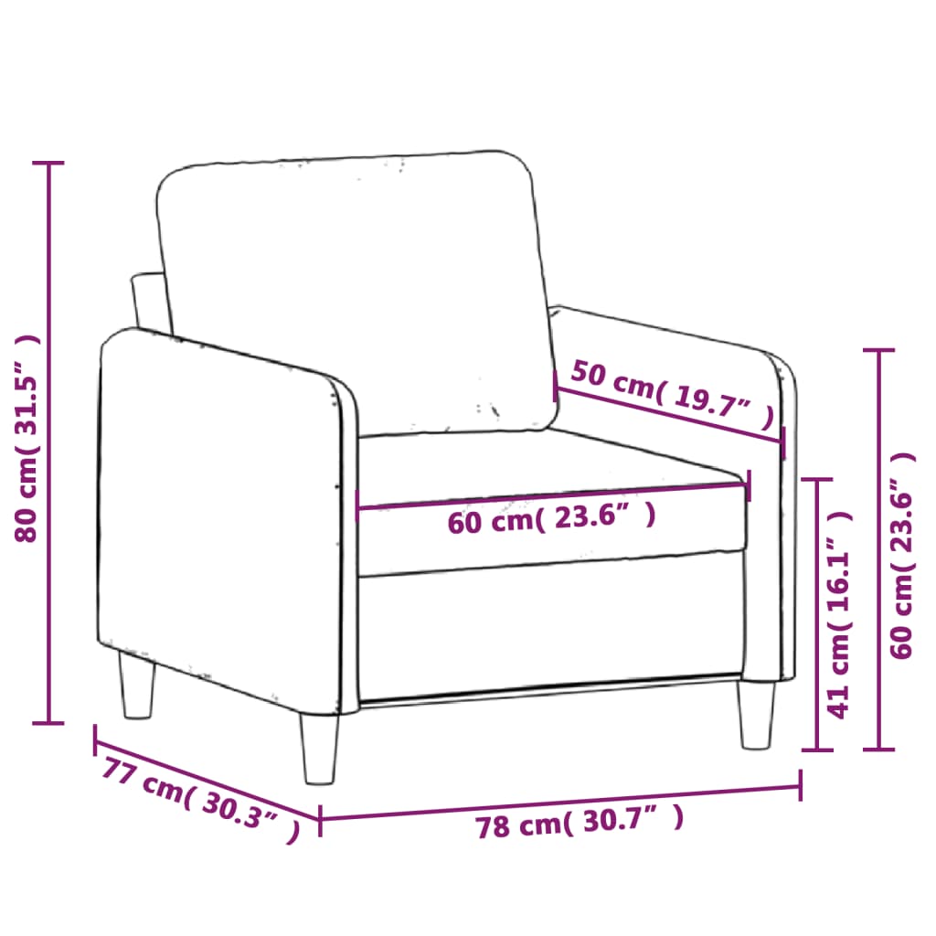 tugitool, helehall, 60 cm, samet