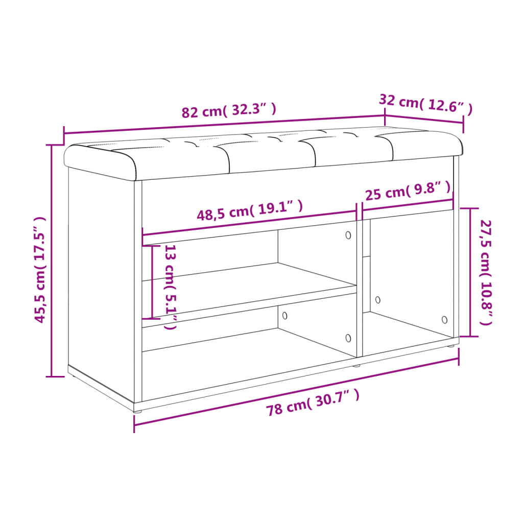 jalatsipink, must, 82 x 32 x 45,5 cm, tehispuit