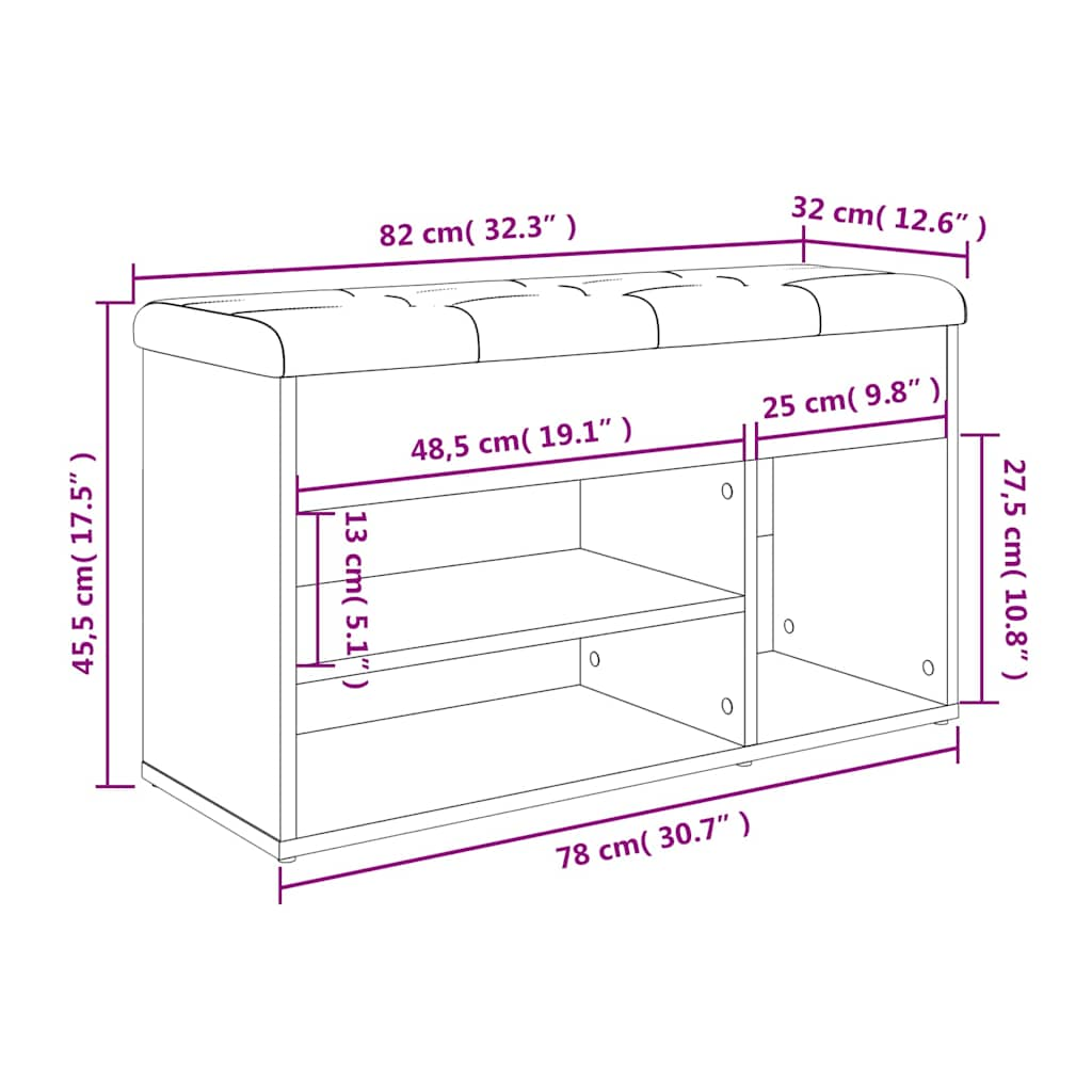 jalatsipink, betoonhall, 82 x 32 x 45,5 cm, tehispuit