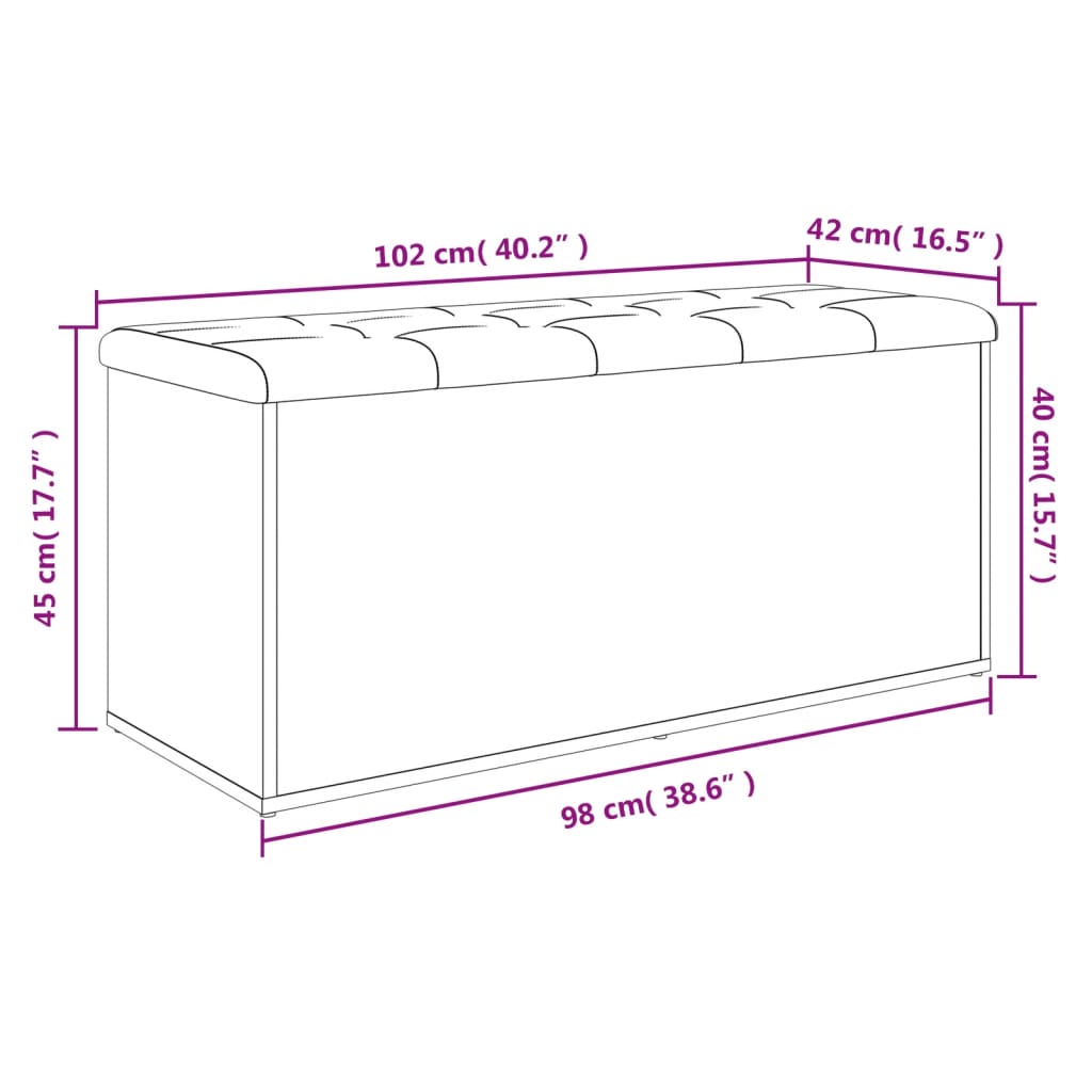 hoiupink, Sonoma tamm, 102 x 42 x 45 cm, tehispuit