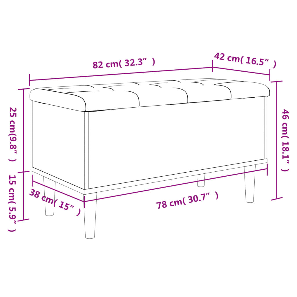 hoiupink, suitsutatud tamm, 82 x 42 x 46 cm, tehispuit