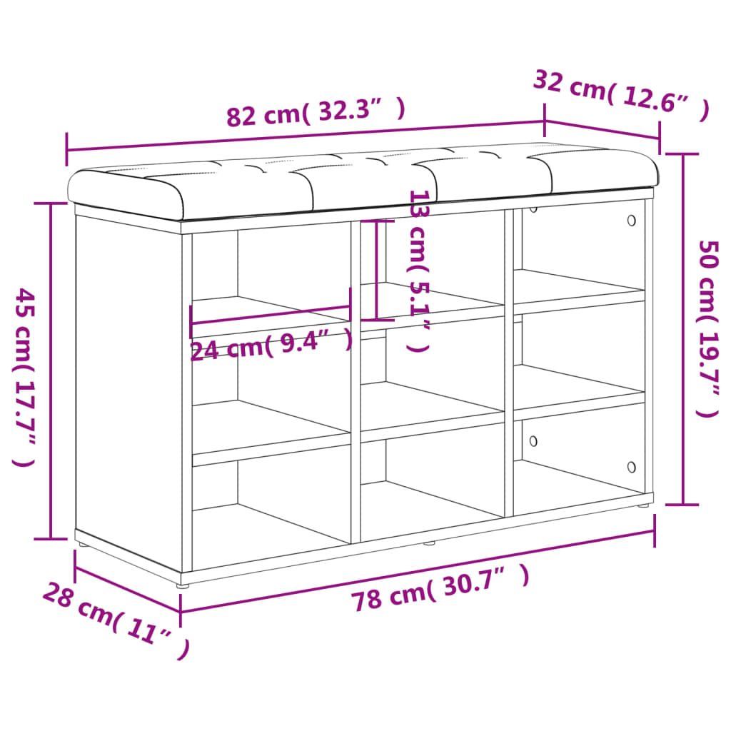 jalatsipink, must, 82 x 32 x 50 cm, tehispuit