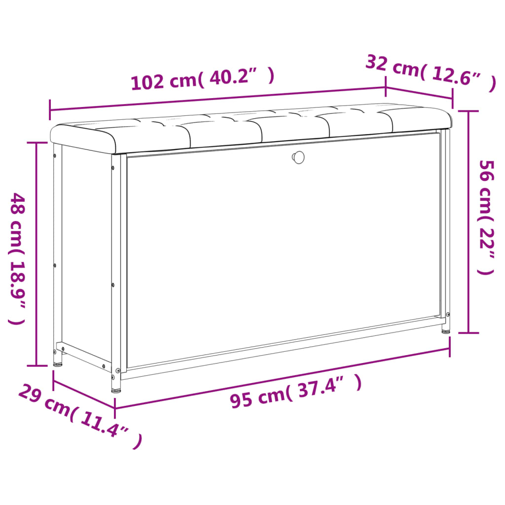 klappuksega jalatsipink, hall Sonoma tamm, 102 x 32 x 56 cm