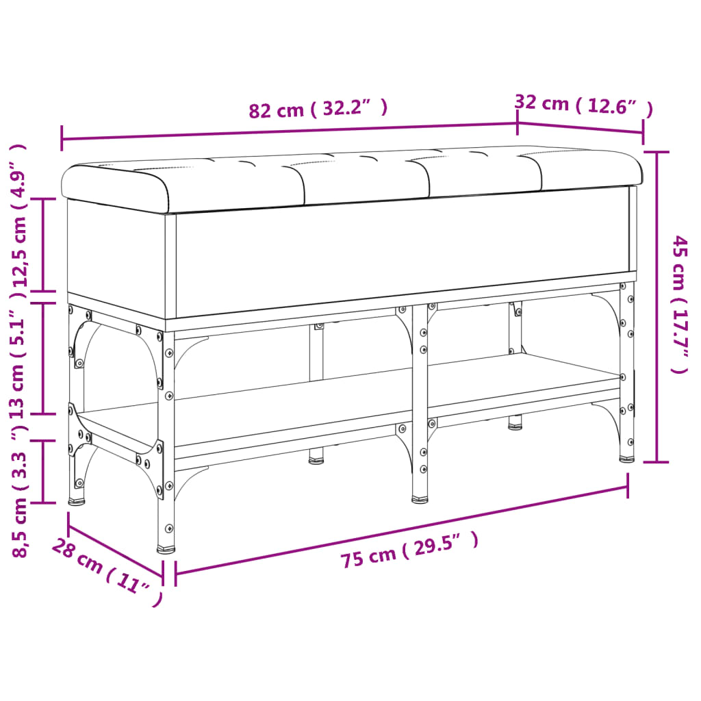 jalatsipink, must, 82 x 32 x 45 cm, tehispuit