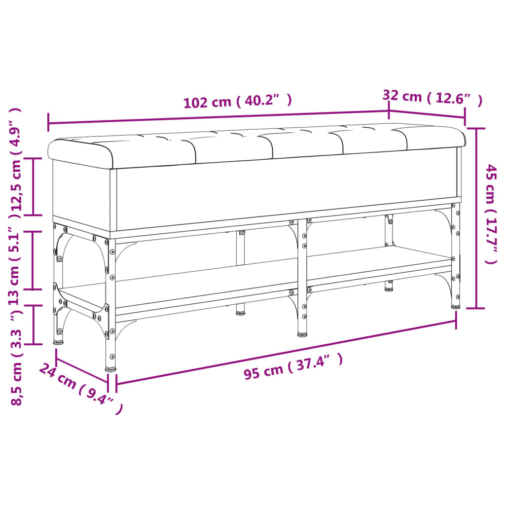 jalatsipink, must, 102 x 32 x 45 cm, tehispuit