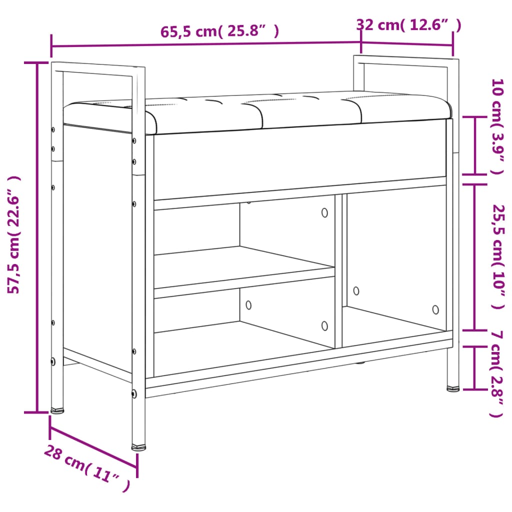 jalatsipink, must, 65,5 x 32 x 57,5 cm, tehispuit