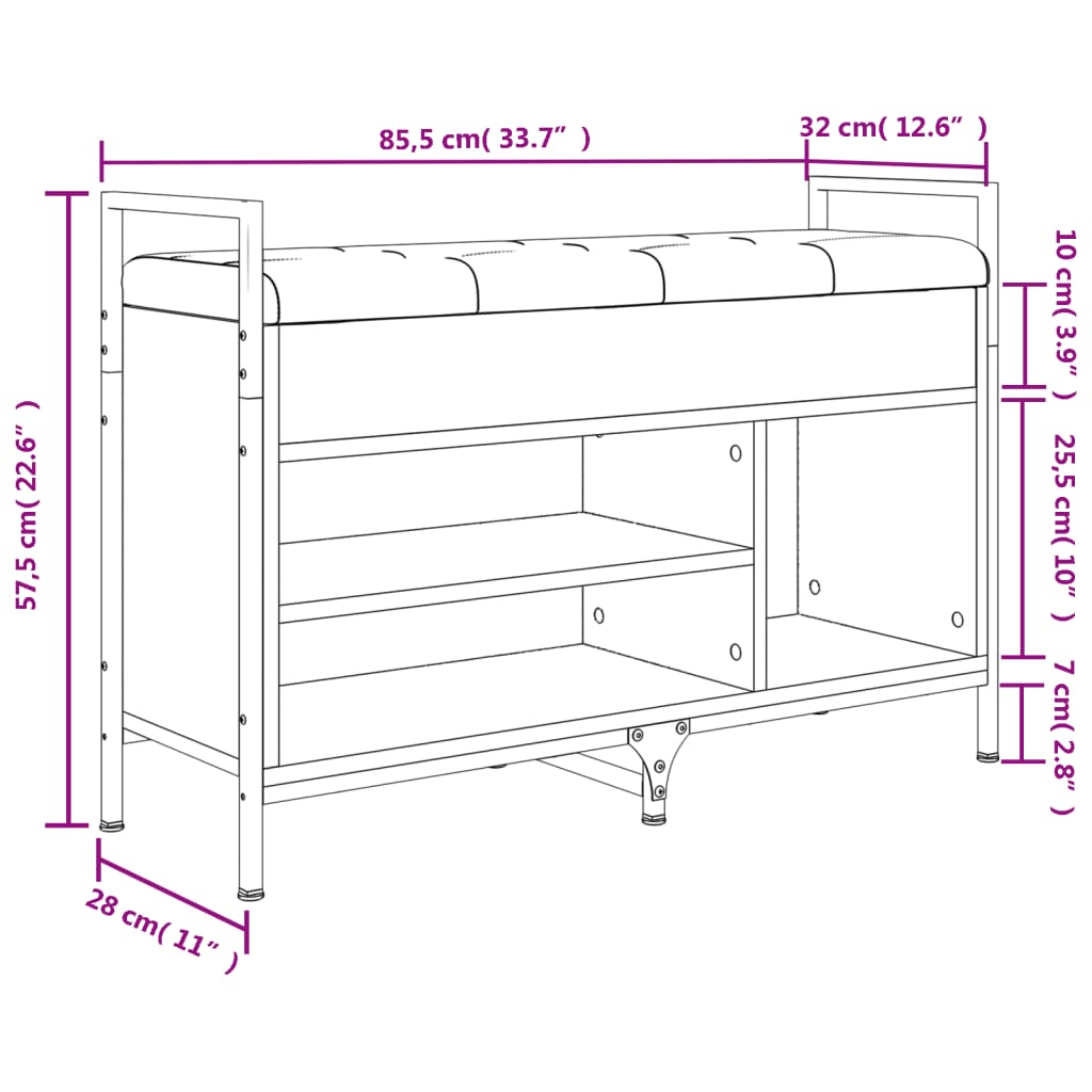 jalatsipink, pruun tamm, 85,5 x 32 x 57,5 cm, tehispuit