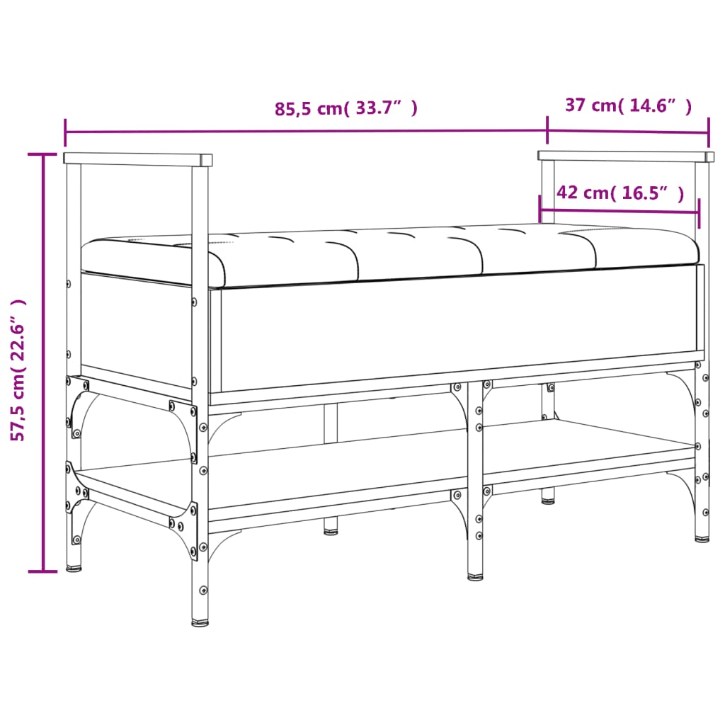 jalatsipink, Sonoma tamm, 85,5 x 42 x 57,5 cm, tehispuit