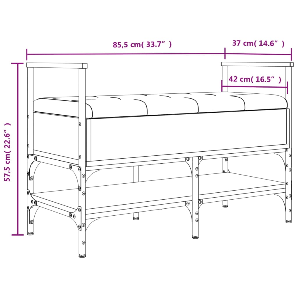 jalatsipink, hall Sonoma tamm, 85,5 x 42 x 57,5 cm, tehispuit