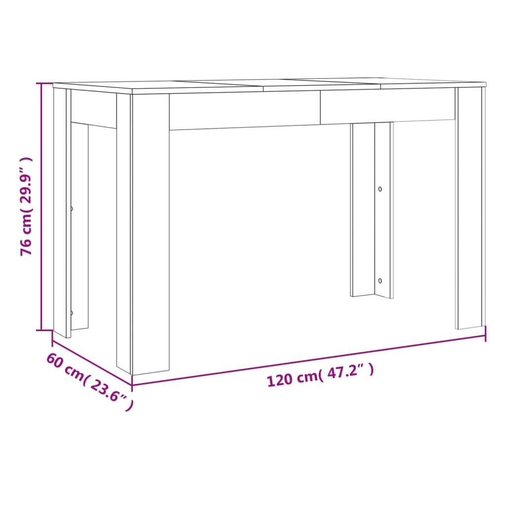 обеденный стол, копченый дуб, 120 x 60 x 76 см, искусственное дерево