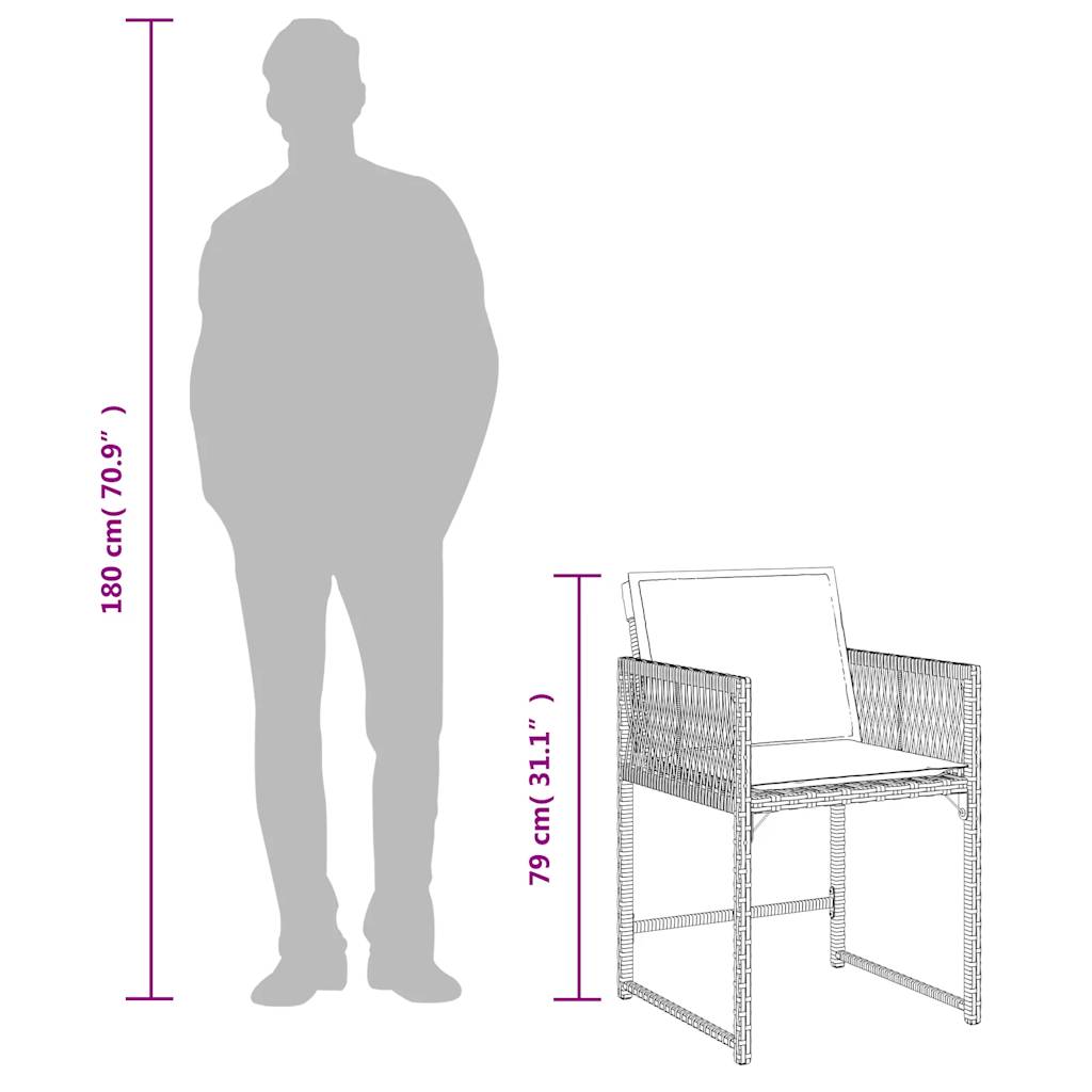 aiatoolid koos istmepatjadega 4 tk, pruun, polürotang