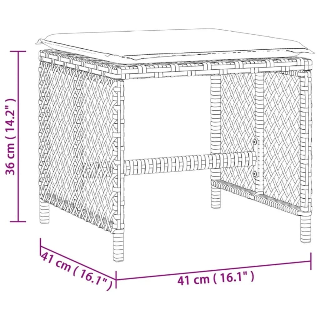 садовые стулья с подушками для сидения 4 шт бежевые 41x41x36 см, ПЭ ротанг